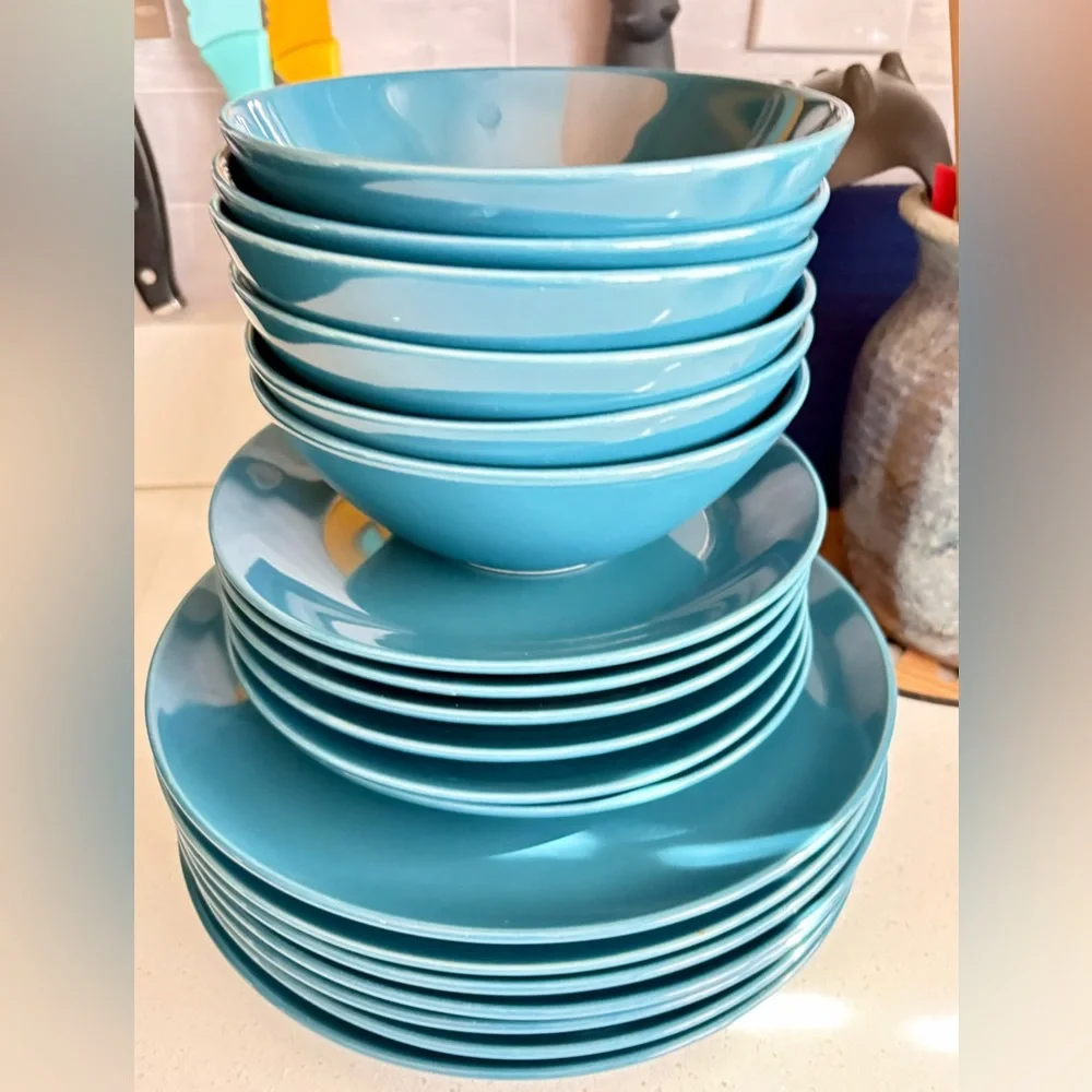 Past Season IKEA Blue Turquoise Teal Appetizer Small 6 Plate Set